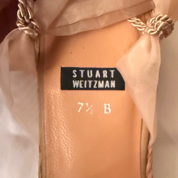 Stuart Weitzman Tan Floral Rufia, Organza Mesh Espadrilles, NWOB, Size 7-1/2 - Picture 10 of 11